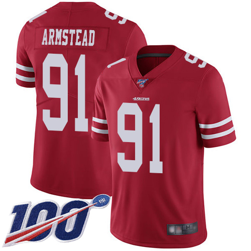 San Francisco 49ers Limited Red Men Arik Armstead Home NFL Jersey 91 100th Season Vapor Untouchable